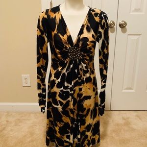 Beige designer leopard print dress